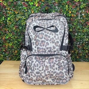 Nfinity Sparkle Leopard Print Cheer Backpack Glitter Tan Black Animal Print Bag
